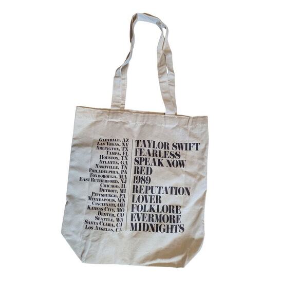 Taylor Swift The Eras Tour VIP Tote Bag Beige USA Dates Leg 1 - Picture 4 of 5